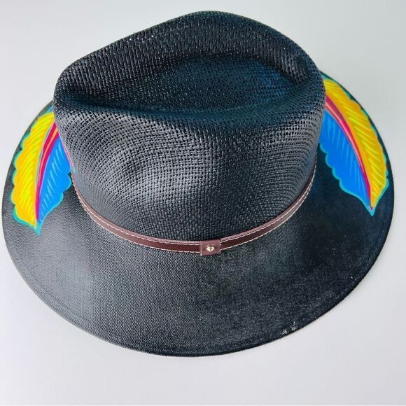 Hat Sombrero Mexican Artesanal Hand Painted
Straw Black Green Yellow M NEW